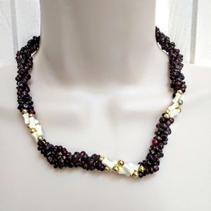 Vintage Bead and Mother of Pearl Necklace